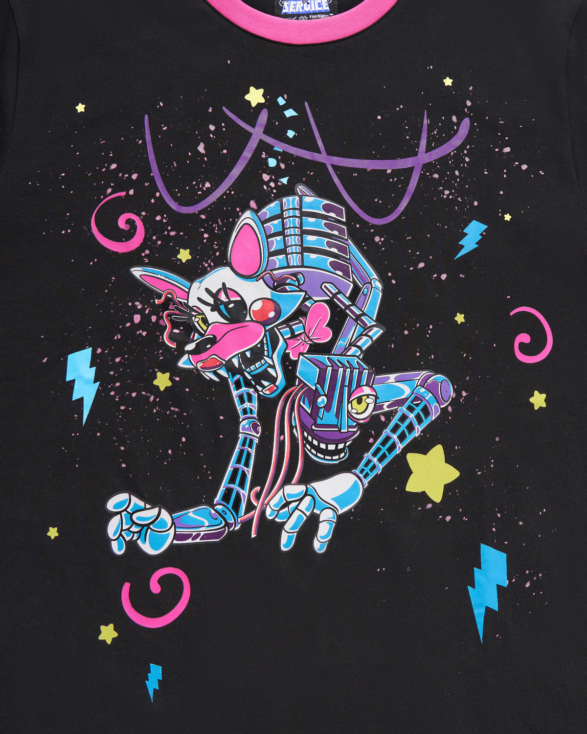 HEX x FNaF BTS Blacklight Mangle T-Shirt - Pink/Black