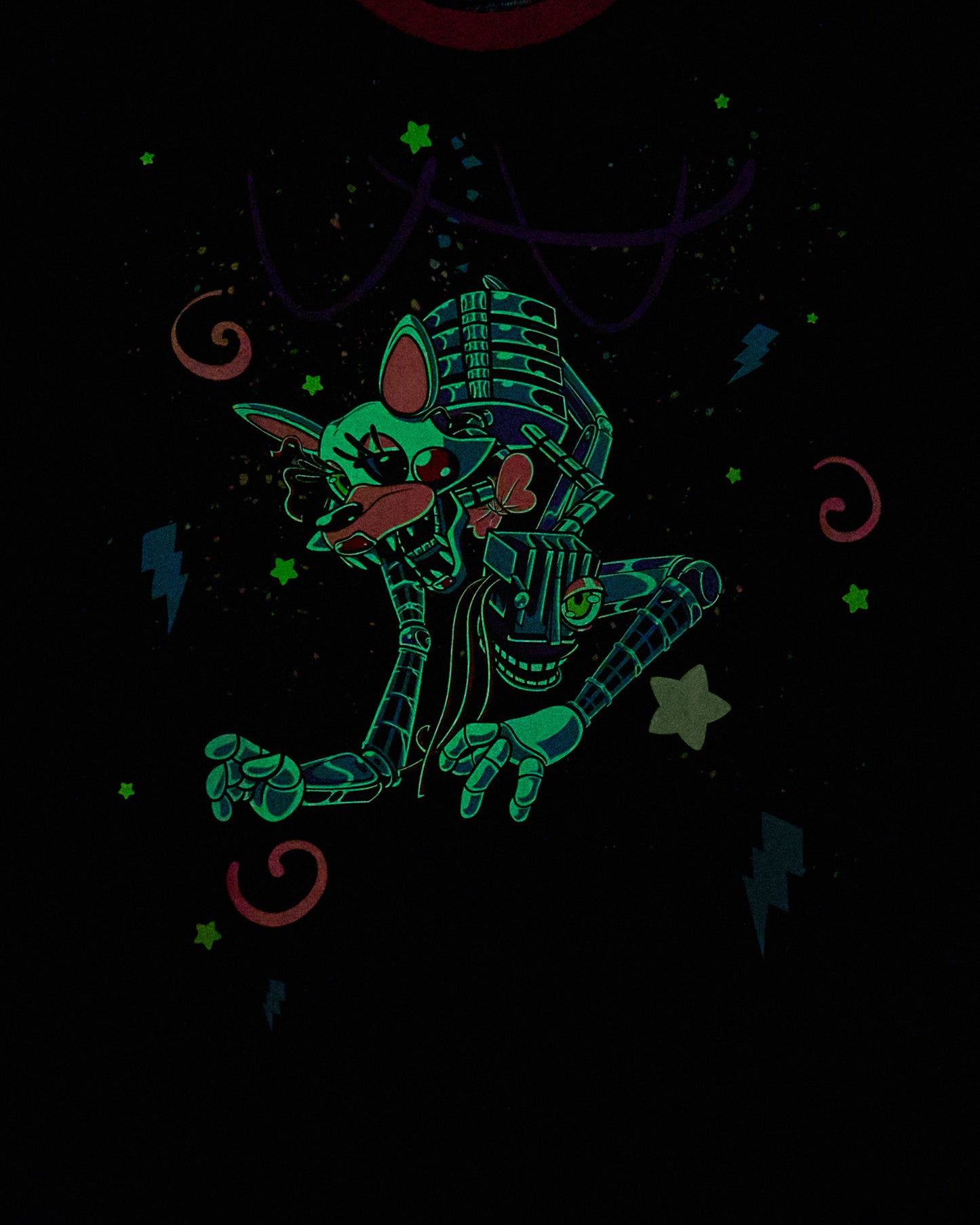 HEX x FNaF BTS Blacklight Mangle T-Shirt - Pink/Black